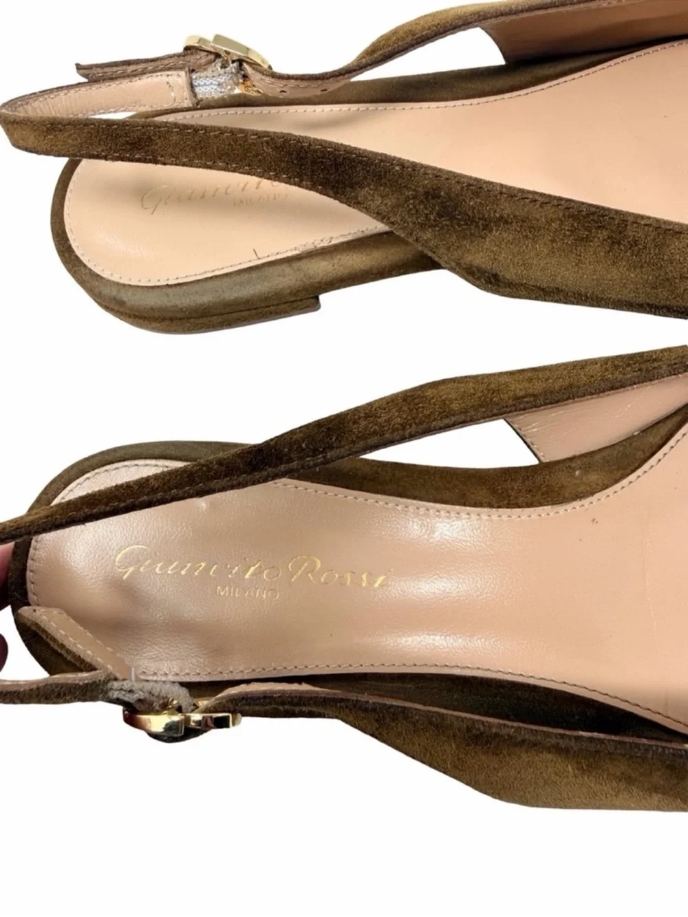 Gianvito Rossi Robbie 05 Slingback Flats Size IT 39.5 Brown Suede Quiet Luxury